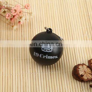 Hot selling keyring 3D PVC ball key ring chain for wholesale