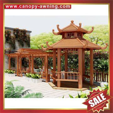 Outdoor Hotel Villa Park Garden Wood Look Style Aluminum Metal Gazebo Pavilion Pagoda Gloriette photo-5