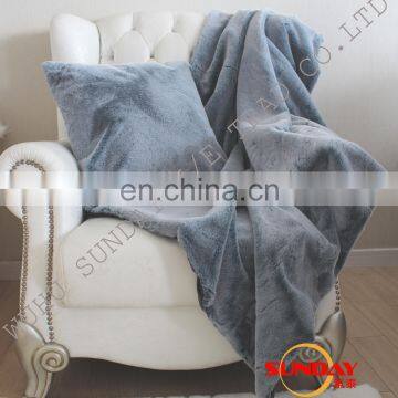 Latest Design Faux Rabbit Fur Tip Faded Throw ,Good Quality Fashion  Fake Rabbit Fur Tip Faded Blanket