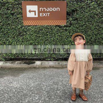 6532 Kids Girls Boutique Spring Fashion Long Sleeve Cotton and Linen Dress