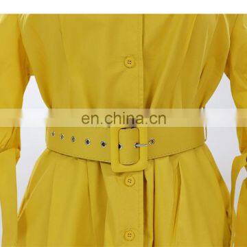 LAITE D2150 Autumn Women Causal Dresses Ladies Solid Color Short Sleeve Casual Dress With Belt photo-3