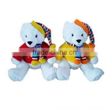 Christmas plush toy bear with clothes and hat