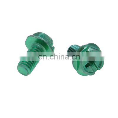 green color phillips hex washer head ground screw