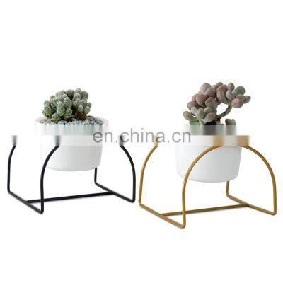 Mini Garden White Nordic Indoor Modern Mid Century Ceramic Succulent Planter Stand Flower Plant Pot With Stands