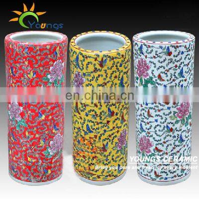 Varied Chinese Famille Rose Ceramic Cylinder Umbrella Stands Vases