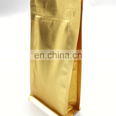 China Supplier RTS Ready to Ship 1LB 16oz 12oz Golden Coffee Bags Flat Bottom Pouch Bag With Ziplock Degassing Valve Zipper