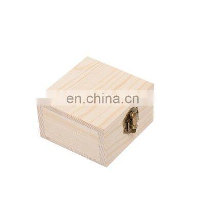 Solid wood box flip lid custom logo rectangular jewelry box storage