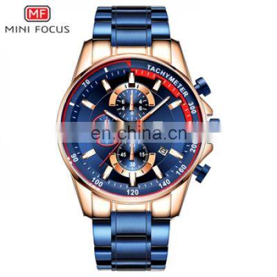 MINI FOCUS MF0218G Luxury Watch For Men Stainless Steel Quartz Relogio Masculino Mens Watches Silver photo-2