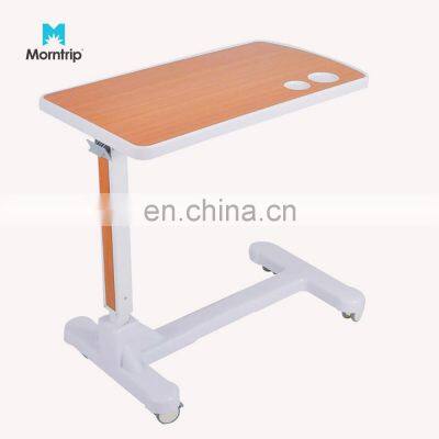 Top Selling Portable Movable Adjustable ABS Tray Overbed Bedside Table With Wheels Nursing Table for Eating on Bed