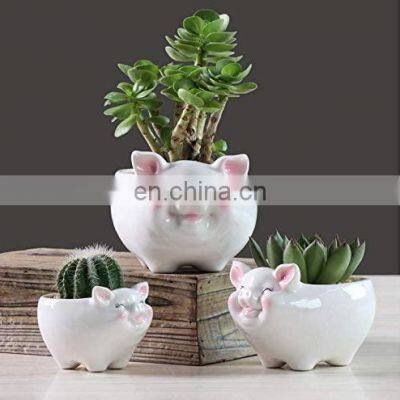 Cheap Silicone Biodegradable Railing Head Pots Animal Artificial Flowers Decoration Ceramic Flower Pot