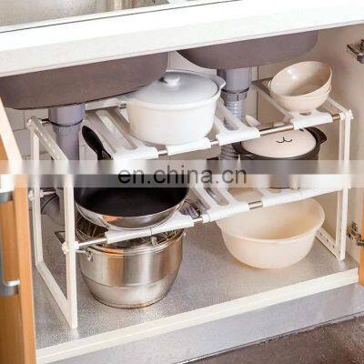 2 Tier Adjustable Under Sink Shelf Kitchen Storage Organizer Rack Holder Expandable Shelf Storage Organizer For Kitchen And Home