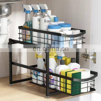 Bathroom Organizer Under Sink, Upgraded Structure Kitchen Under Sink Organizers and Storage, Two Tier Organizer