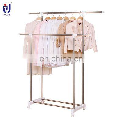 Youlite Cmetal Stand Double Pole Stainless Steel Clothes Drying Laundry Garment Hanger Clothesline Racks