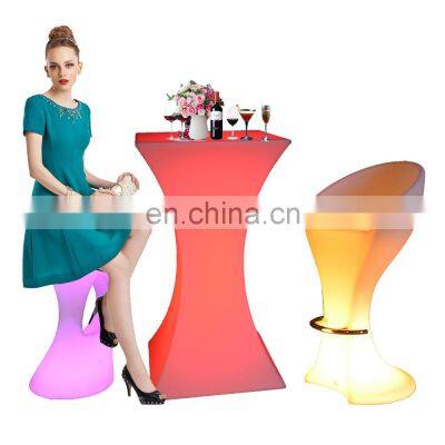 LED bar stool furniture /PE RGB color changed LED night club furniture catering cafe bar chair& table Bar Furniture Sets