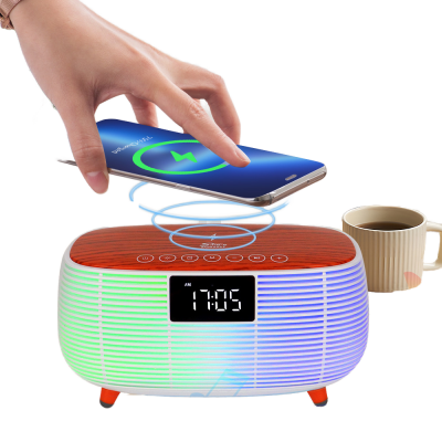 New ZQS Smart Light LED  Wireless Charger Bluetooth Speaker Alarm Clock Atmosphere Light White Noise Sleep Light haut parleurs