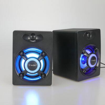 USB Speaker LED Rainbow Light Computer Gaming Speakers Lounder for Desktop Laptop Color Light Wireless Wired Pc Computer Speaker photo-4