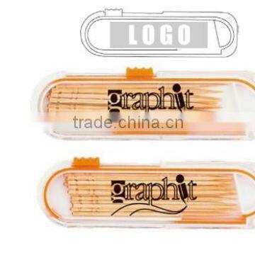 Toothpick Dispenser with Button Customized Logo for Promotion Gadgets Gifts