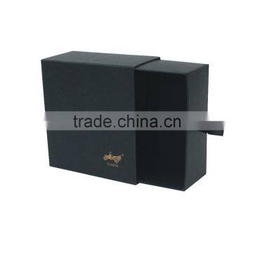 Dark Black Draw Style Paper Box With Silk Ribbon Tap