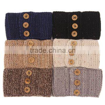 Fashion Trendy Girls Headband With Buttons Knitting Hair Accessories for Women