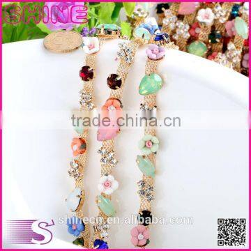 High quality diy flower cup chain YIWU Wholesale Hot fix shining loose Rhinestone chain