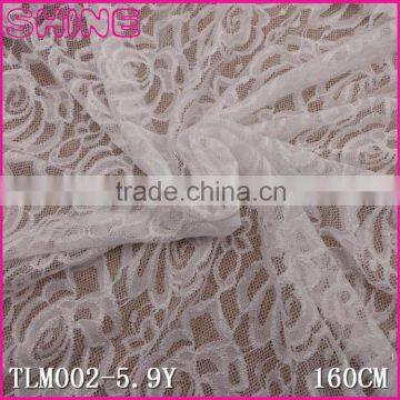 65.3" Flower Soft Eslatic White Nylon Spandex Kitted Large Wedding Dress French Lace Fabric for Kid Clothes in Stock