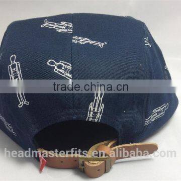 Blank Cotton Twill 5 Panel Print Flat Suede Brim Strap Back Cap photo-3