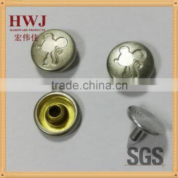 9.5 mm little dome cap rivet with engraved animal logo for pants