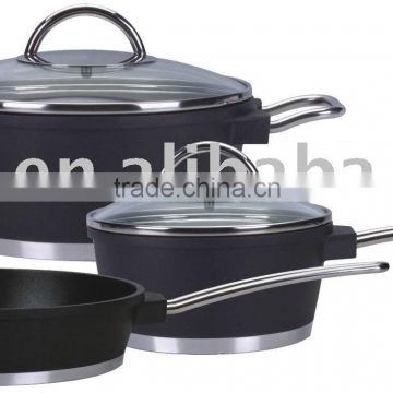 5pcs cast aluminium cookware set with S/S wire handle