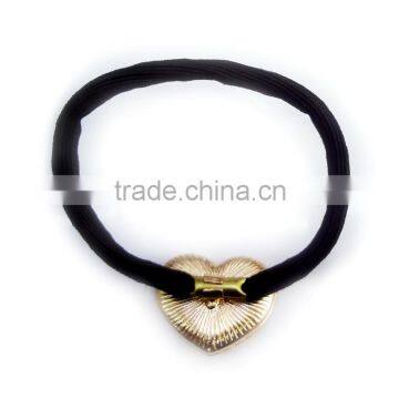 Double Layer Style Hollow Design Heart Hair Tie With Charming Stones photo-3