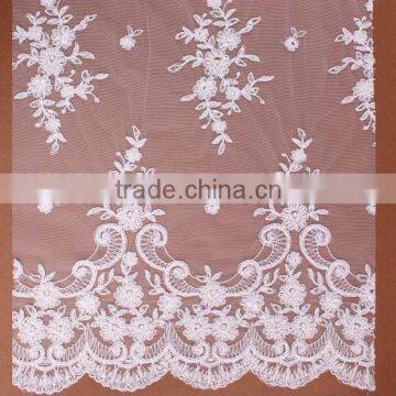 Silver Corded,embroidered tulle all-over lace wholesale