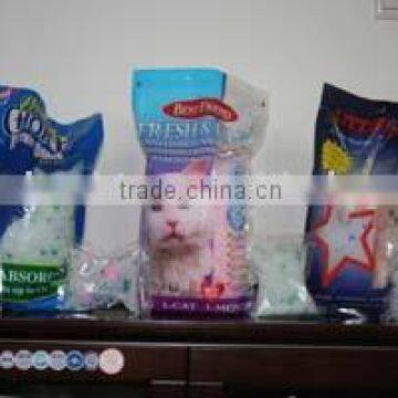 Silica gel cat litter 1-8mm white cat litter with 3% blue irregular