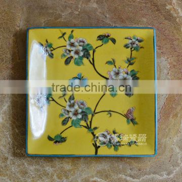 hand painted decorative ceramic Square wall plates