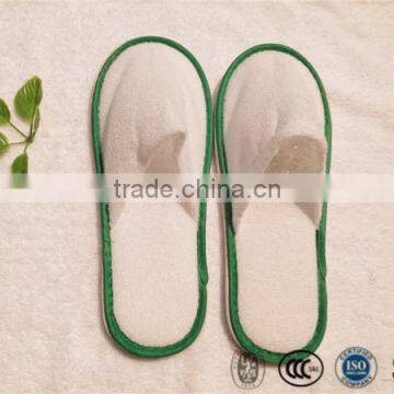 Wholesale poly terry hotel slipper for color piping EVA sole bathroom slippers