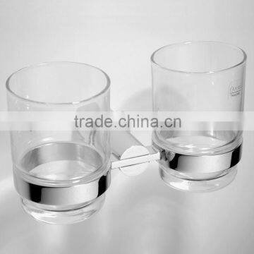 double glass toothbrush cup holder