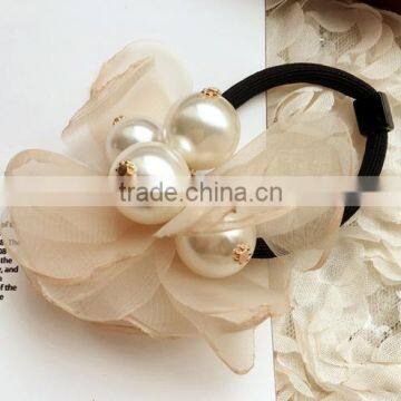 new arrival elegant pearls flower yoga hair elastic band wholesale price