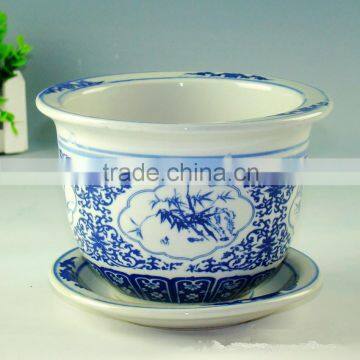 7 sizes Bue and white ceramic flower pot with saucer Made in Jingdezhen