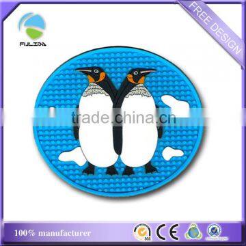 round animal penguin silicone rubber massage antislip friction cup Coaster