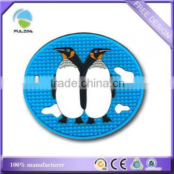 Round Animal Penguin Silicone Rubber Massage Antislip Friction Cup Coaster