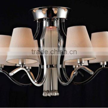 Modern chandelier for hotel fabric lighting lampshade 6 lights