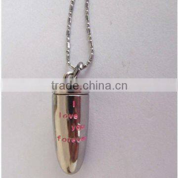 fashion engraved zinc alloy bullet necklace