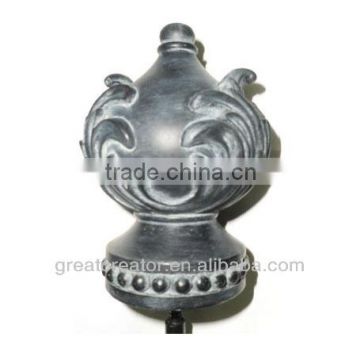 Black Washed Decorative Beaded Resin Finial for Wooden Curtain Rod; Home Decoration Accessories; Manufacturer from China