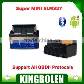 High Quality Super Mini ELM 327 Bluetooth ELM327 interface Supports All OBD2 Protocols free shipping