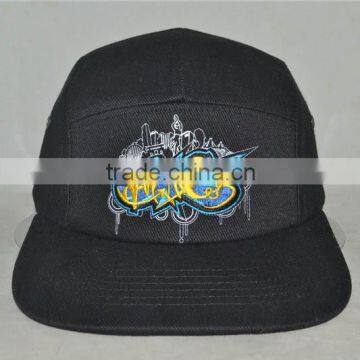 5 panel black custom snapback with your own logo snapback hat