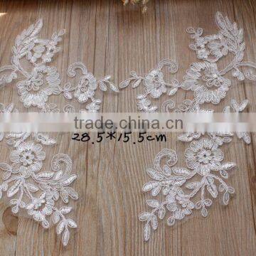 New Design Knitting Lace Cotton Embroidery Flower Applique Bridal Lace Applique