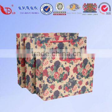 Beautiful floral designs paper bag,handling kraft paper bag