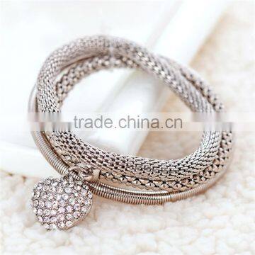 Fashion Gold Rose Gold Plated Rope Zinc Alloy Rhinestone Heart Pendant Charm Bracelet Supplier's Choice photo-4