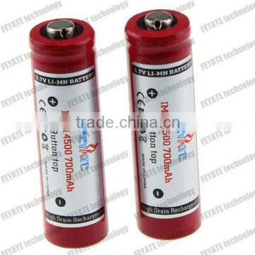 3.7V high drain IMR 14500 battery feyate 700mAh 3.7V LiMn battery AA rechargeable battery