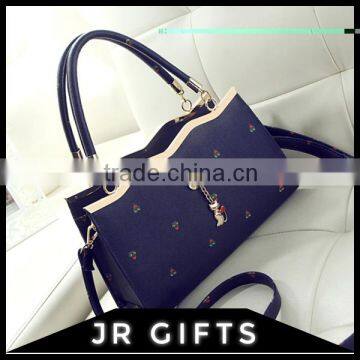 Factory Price Printed PU Blue Shoulder Bag