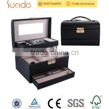high grade pu black wholesale make up case
