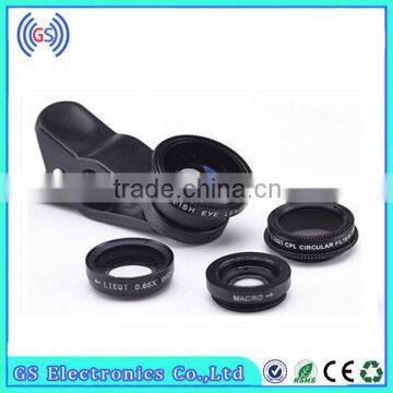 Fish eye+ Wide angle +Macro+CPL 4 in 1 Universal Mobile Camera Lens With Clip